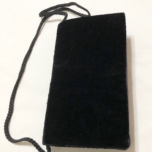 NWOT Black Velvet Beaded Mini Bag w/Shoulder Strap - Picture 5 of 11